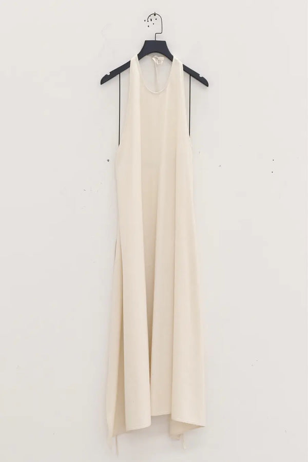 BASERANGE Adjustable Strap Apron Dress Collection, from Portugal. Color: Off-white (BAS-DRAP-RS-000-MIBAI)